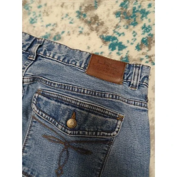 LRL Ralph Lauren Jeans Womens 14P Petite Mid Rise Bootcut Stone Wash Blue Denim - Picture 11 of 11